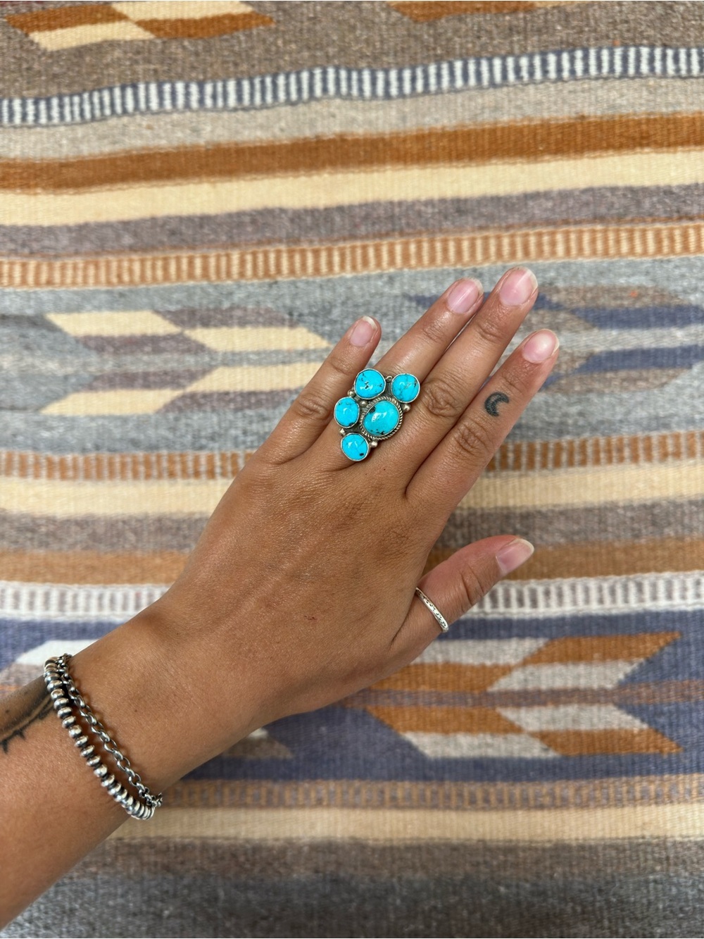 Native Made Kingman Turquoise Cluster Ring